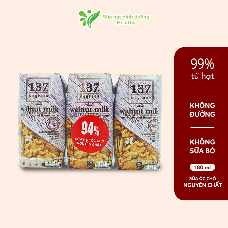 Combo 3 Lốc Sữa Hạt 137 Degrees Hương Vị Hạnh Nhân Nguyên Chất, Óc Chó Nguyên Chất, Hạt Dẻ Cười Nguyên Chất