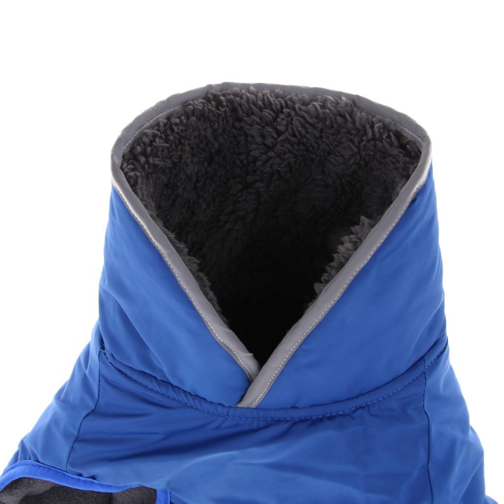 Waterproof Dog Coat Vest Warm Padded Reflective Puppy Clothes Blue M