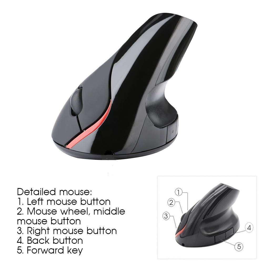 Chuột Quang Không Dây Dạng Đứng 2.4ghz 1600dpi Kèm Đầu Nhận Usb