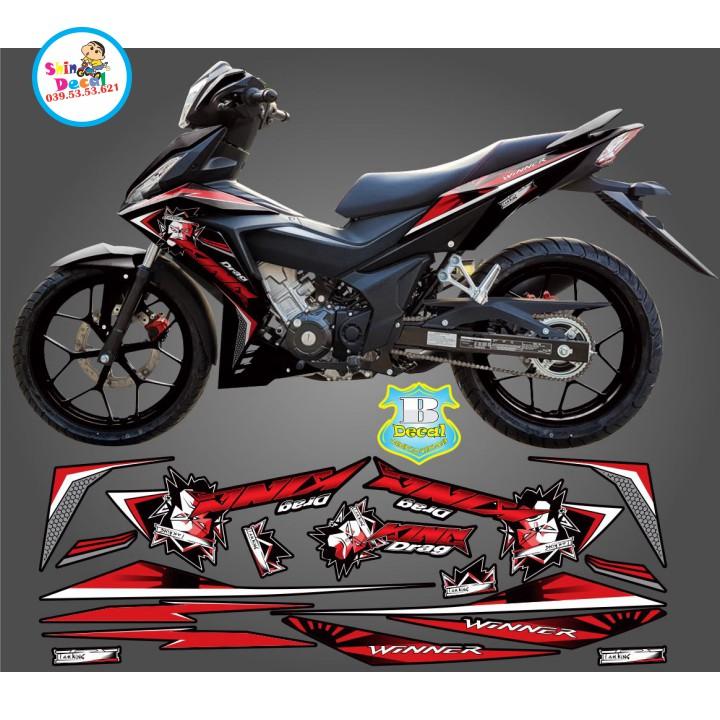 Tem xe winner king drag đỏ đen
