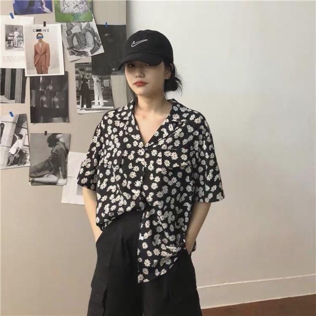 Áo sơmi cổ vec hoa cúc HSO765