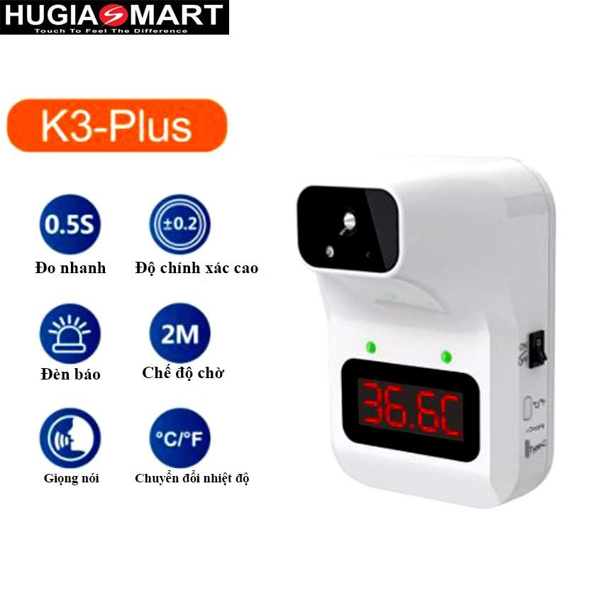 Nhiệt kế hồng ngoại treo tường hoặc chân đỡ K3-Plus đo nhanh 0.5s, báo động thông minh, bảo hành 12 tháng