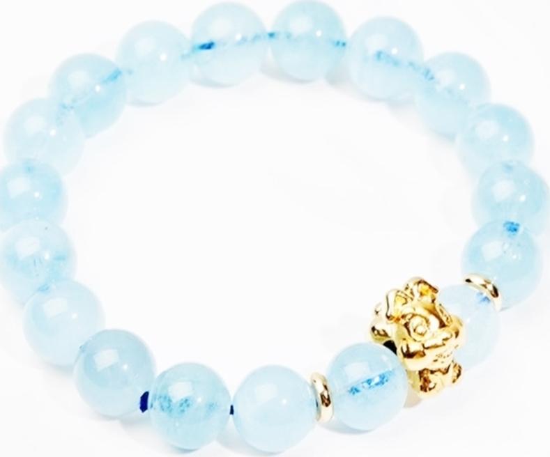 Gembank vòng tay mệnh thủy tuổi mão đá aquamarine tự nhiên 10mm