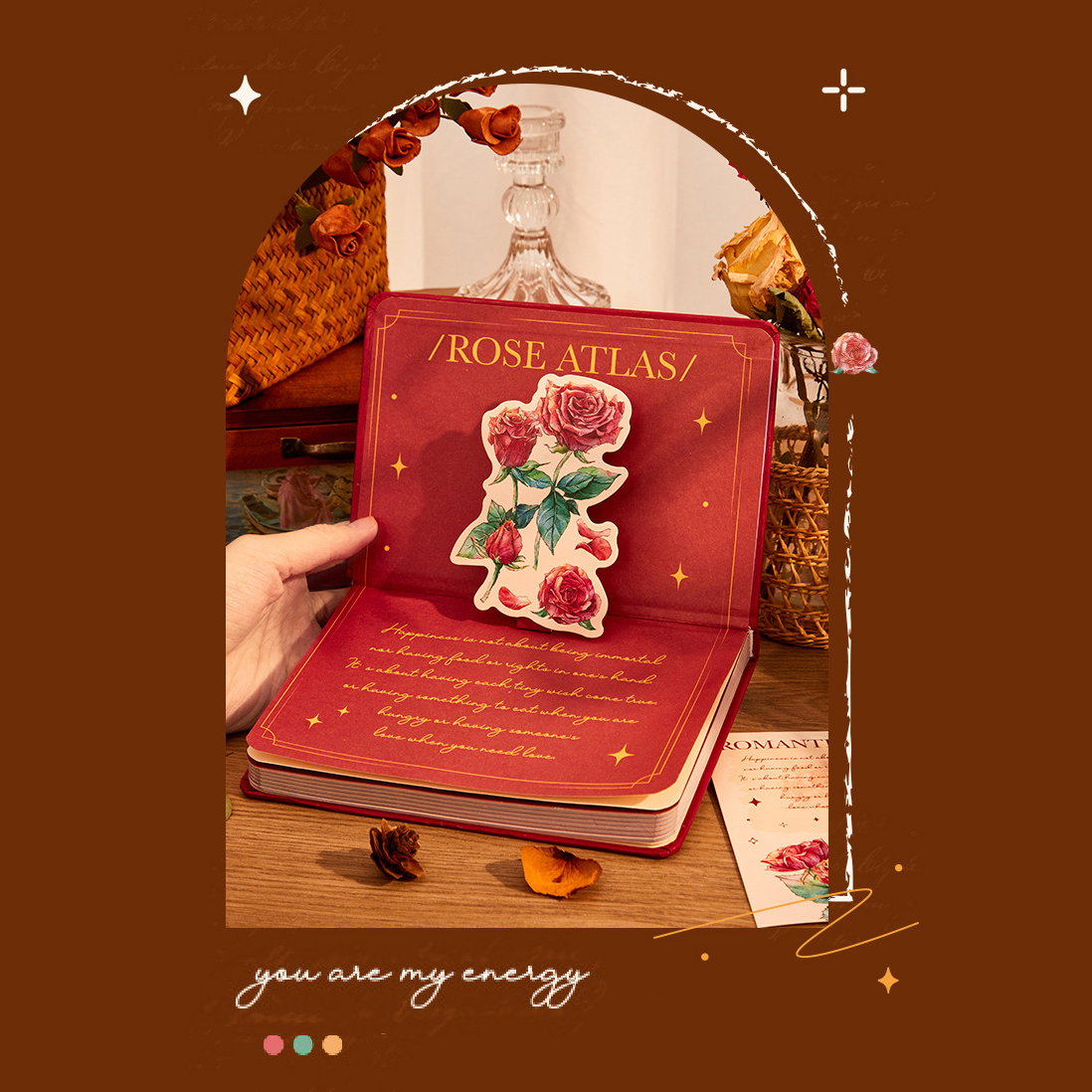 Bộ quà tặng - sổ tay phong cách cổ điển, vintage chủ đề hội họa hoa - flower secret series