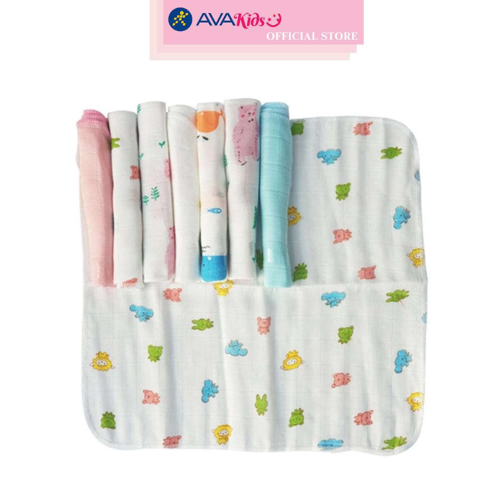 Set 8 cái khăn sữa sợi tre KACHOOBABY 2 lớp 30x30 cm - Màu ngẫu nhiên