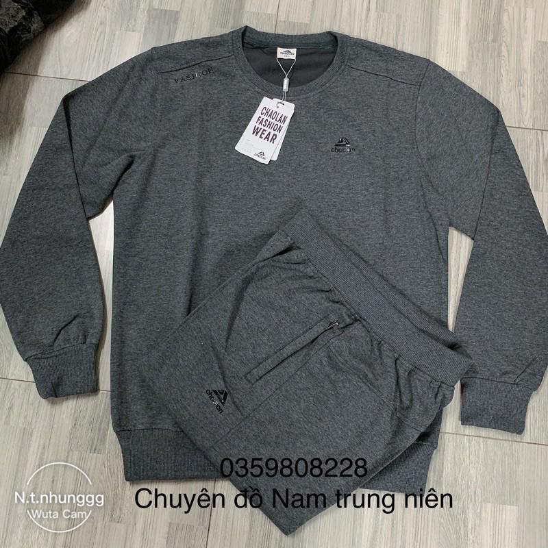 Bộ quần áo nỉ thể thao nam trung niên cổ tròn