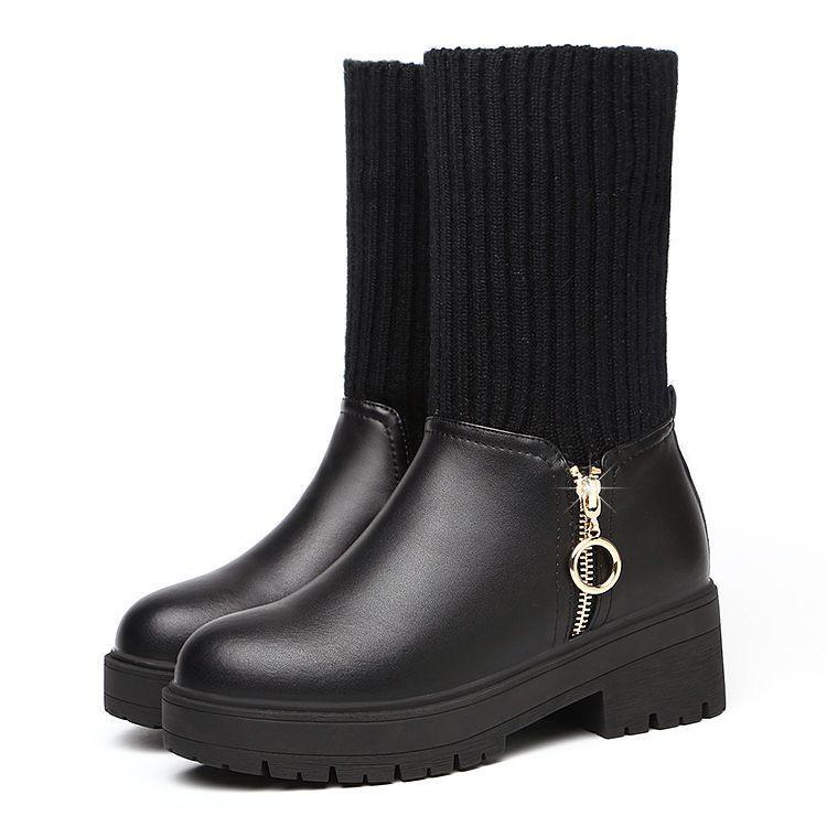 Giày Bốt Martin Da Mềm Đế Dày Lót Lông Cừu Giữ Ấm Thời Trang Thu Đông 2022