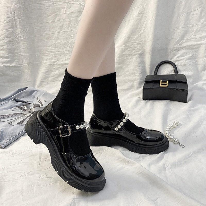 Giày lolita Nữ Da Bóng FAROSA giày ulzzang phong cách Hàn quốc mary quai cài đế cao cá tính năng động cực hót D36