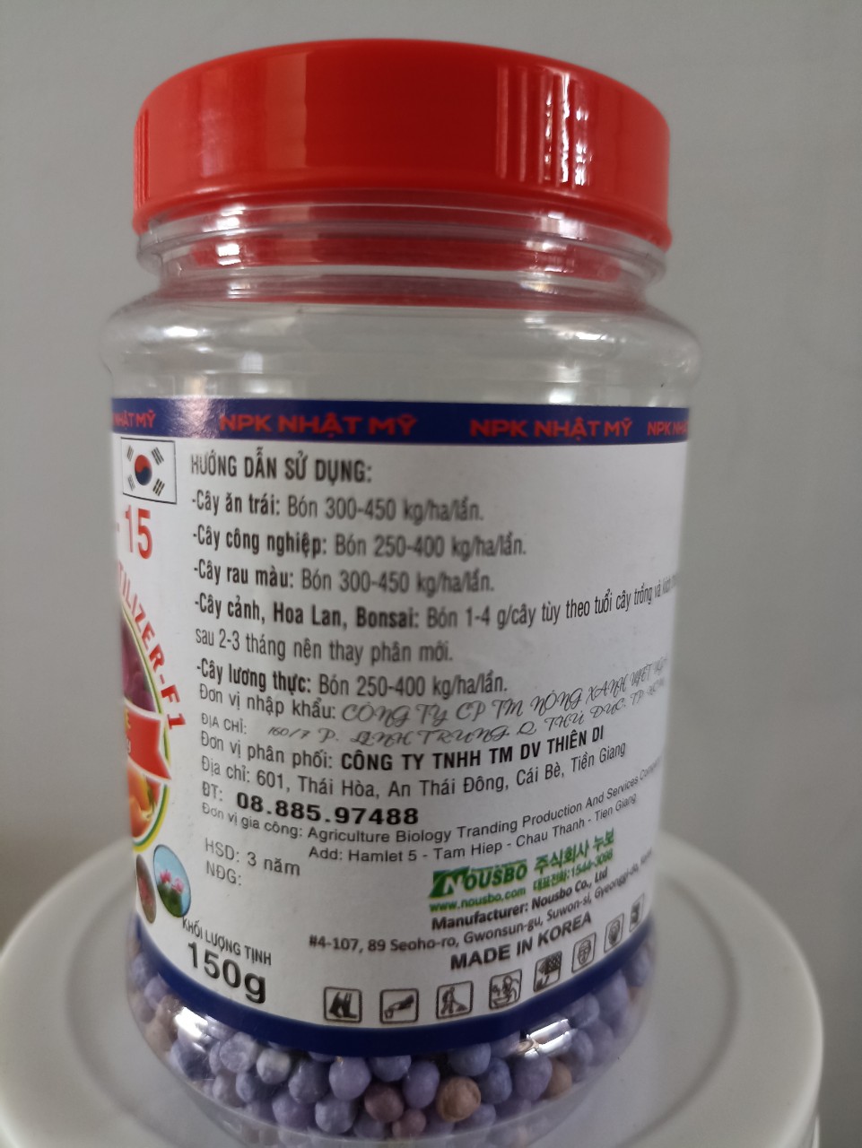 Phân tan chậm thông minh Hàn Quốc NPK 15-15-15 - chai 150 gram