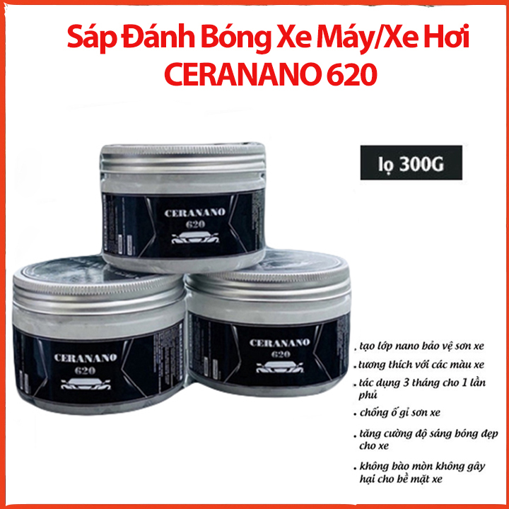 [Tặng Kèm Khăn Lau] Sáp Đánh Bóng Xe Máy, Ô Tô CERANANO 300g Phủ Ceramic Wax Làm Đẹp Bóng Xe - Đánh Sạch Vết Xước Xe