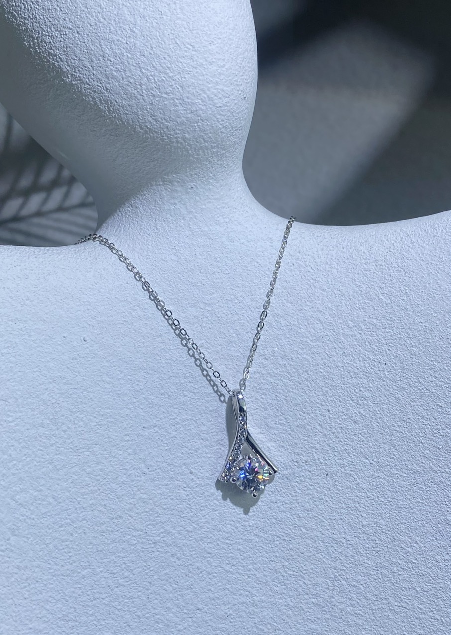 Dây Dây cổ Bạc 925 xi Kim viên chủ Kim Cương nhân tạo Moissanite hạt 1.0 carat