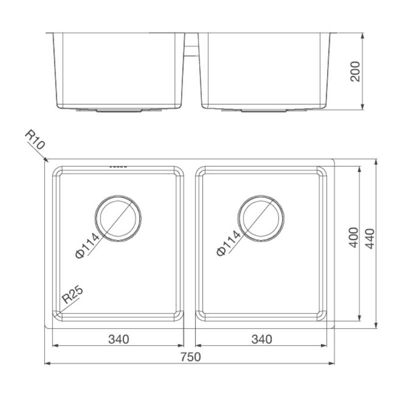 Chậu Rửa Chén Malloca MS 6075 - Inox 304 - Ngang 75cm - Hàng Chính Hãng