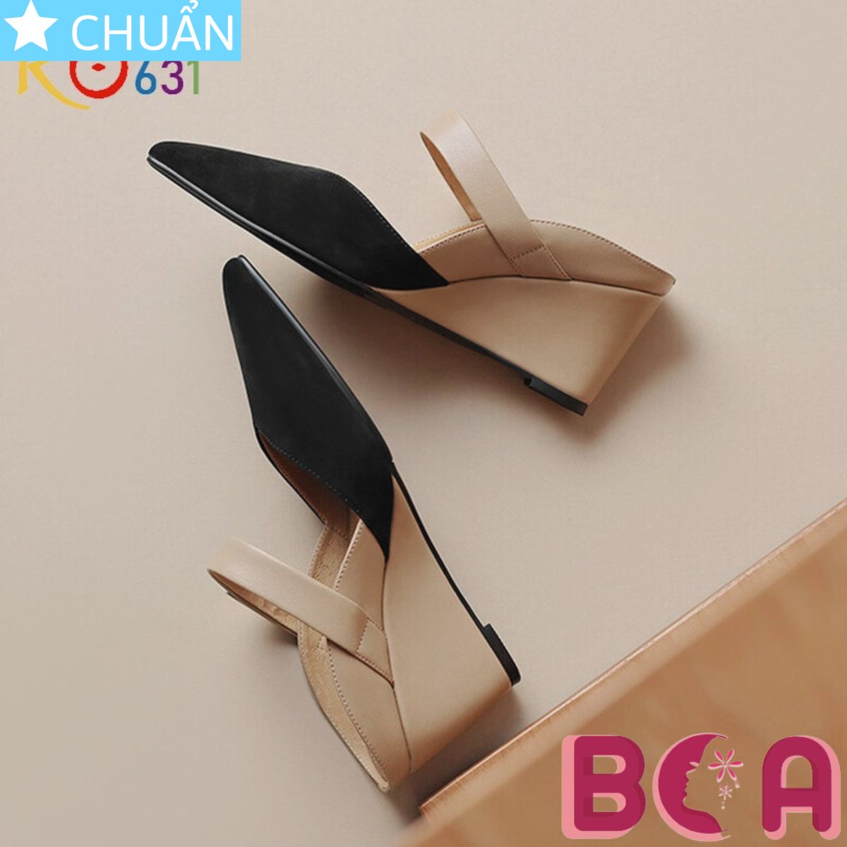 Hình ảnh Giày đế xuồng nữ hở gót 5 phân RO631 ROSATA tại BCASHOP thiết kế thêm quai ngang nhỏ đính khối kim loại sang trọng