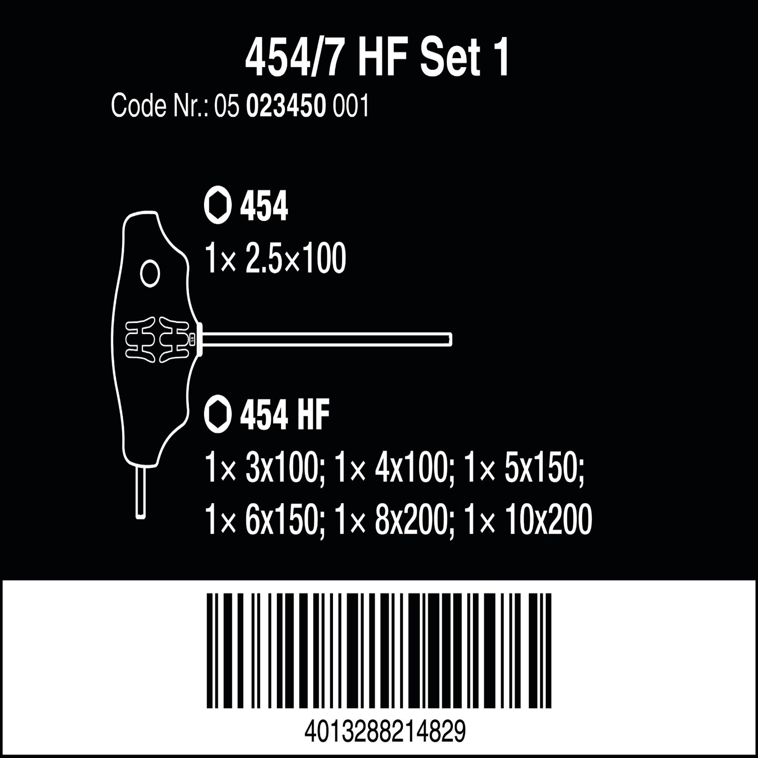 Bộ tua vít lục giác chữ T 454/7 HF Set 1 screwdriver set T-handle screwdrivers Hex-Plus with holding function giữ vít Wera 05023450001