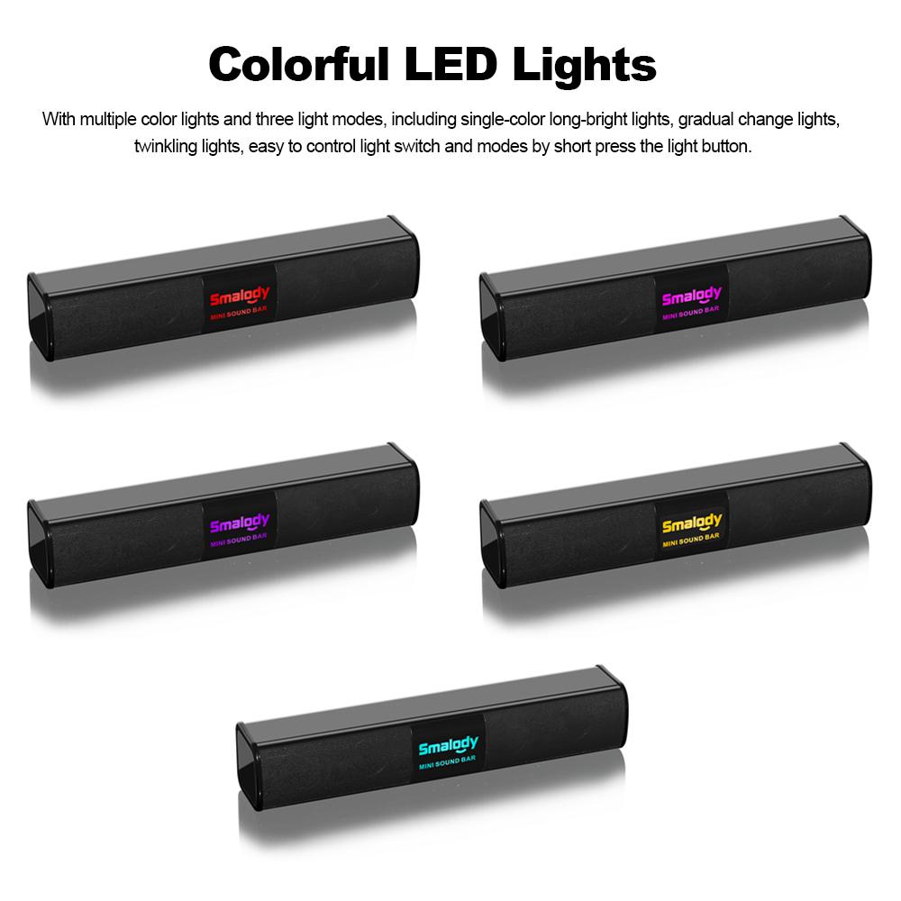 Hình ảnh Loa Bluetooth không dây di động Smalody 10W Đèn LED đầy màu sắc âm thanh nổi Mini Soundbar  U Disk TF Card