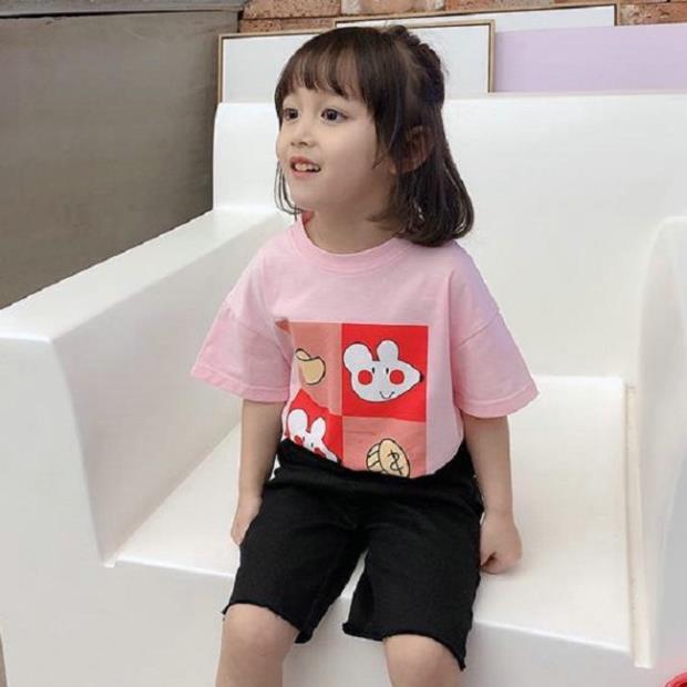 IATG19 Size 90-130 Áo thun cho bé gái Hàng Quảng Châu Thời trang trẻ em