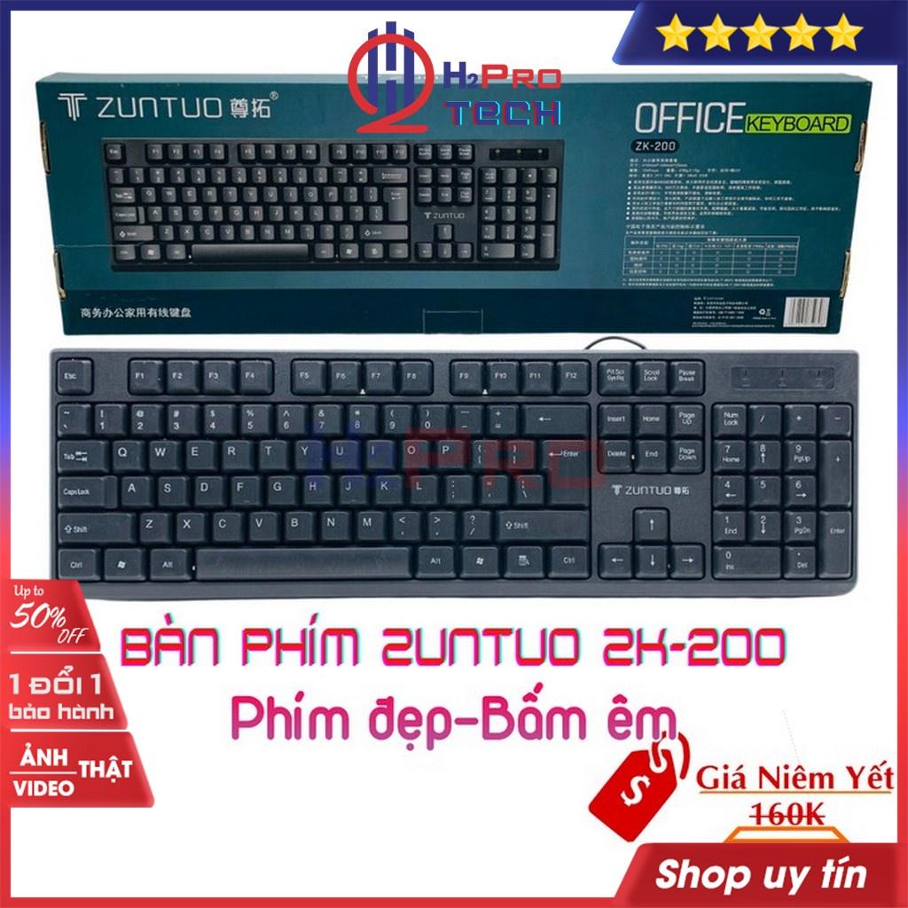 Bàn phím có dây, bàn phím máy tính văn phòng Zuntuo ZK-200 cao cấp, phím đẹp, bấm êm, bảo hành 1 năm - shop H2pro