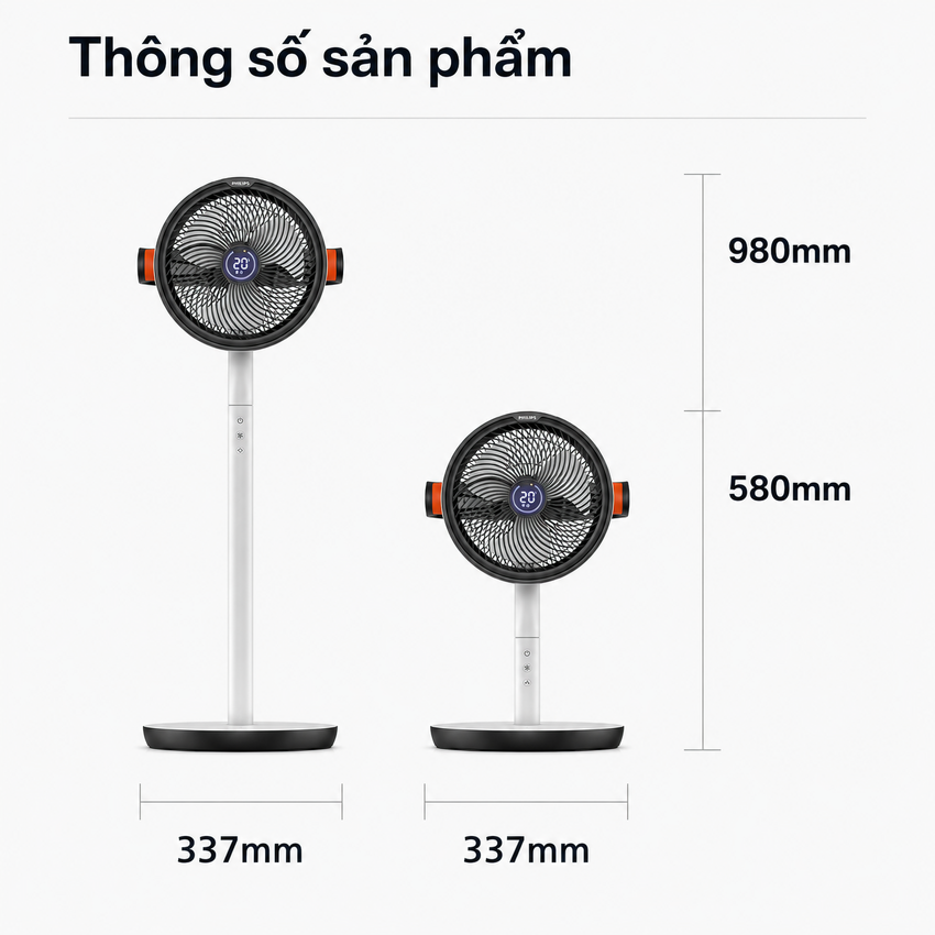 Philips ACR4144CF - Quạt Tuần Hoàn Không Khí Serial 4000, Động Cơ Biến Tần Inverter, Tiết Kiệm Điện, Hàng Nhập Khẩu.