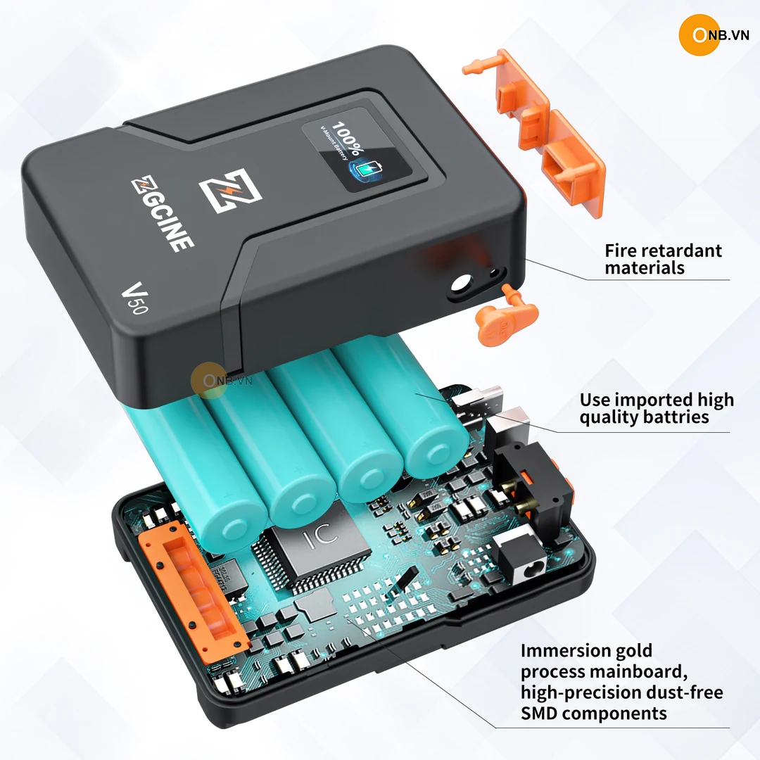 ZGCine V50 V-Mount Battery 50wh 3800mAh PD Quick Charge