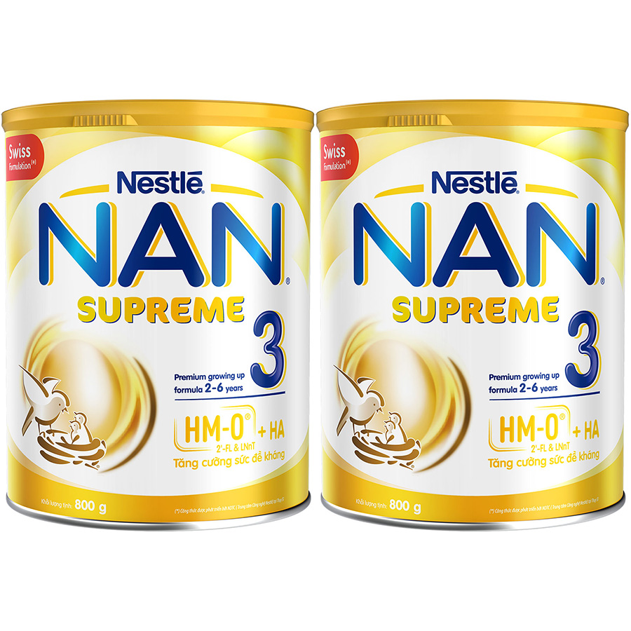 Bộ 2 Sữa Bột Nestlé Nan Supreme 3 Lon 800G (Công Thức Bổ Sung 2HM-O)