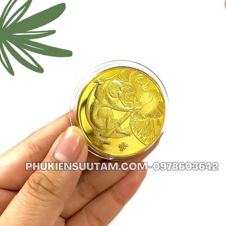 Xu 12 Con Giáp Tuổi Thân, đường kính: 4cm, màu vàng - SP005825