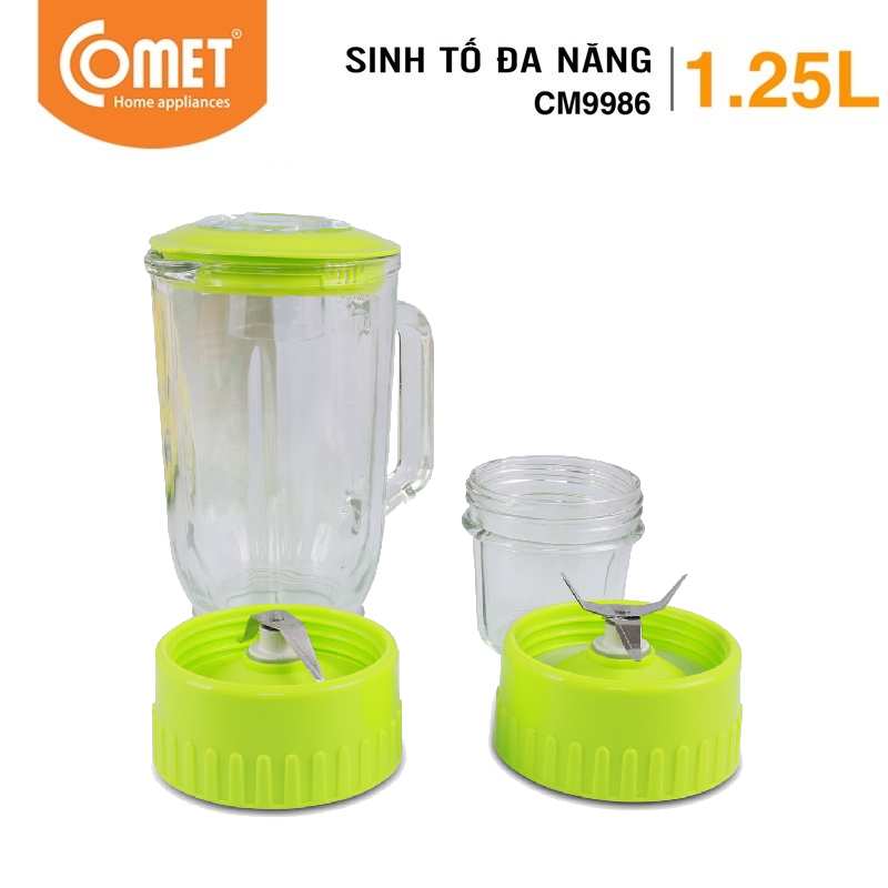 Máy Xay Sinh Tố 2 Cối Comet CM9986 - Xanh (1.25L) - Hàng Chính Hãng