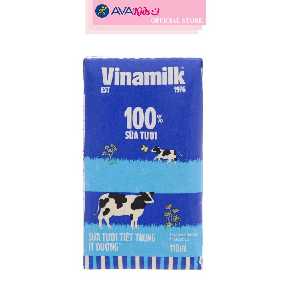 Lốc 4 hộp sữa tươi tiệt trùng Vinamilk ít đường 110 ml (từ 1 tuổi)