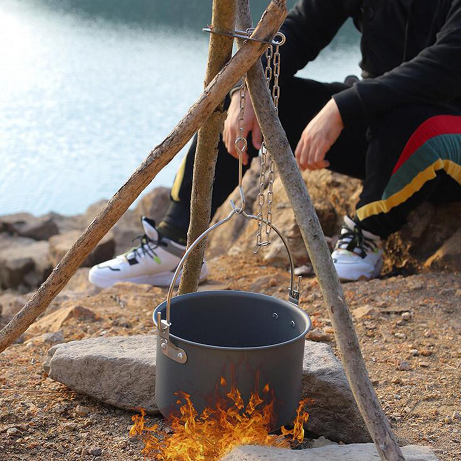 Camping Tripod Board, Turn Branches into Campfire Tripod, Campfire Support Plate with Chain for Hanging Cookware, Great Accessory for Outdoor Cooking