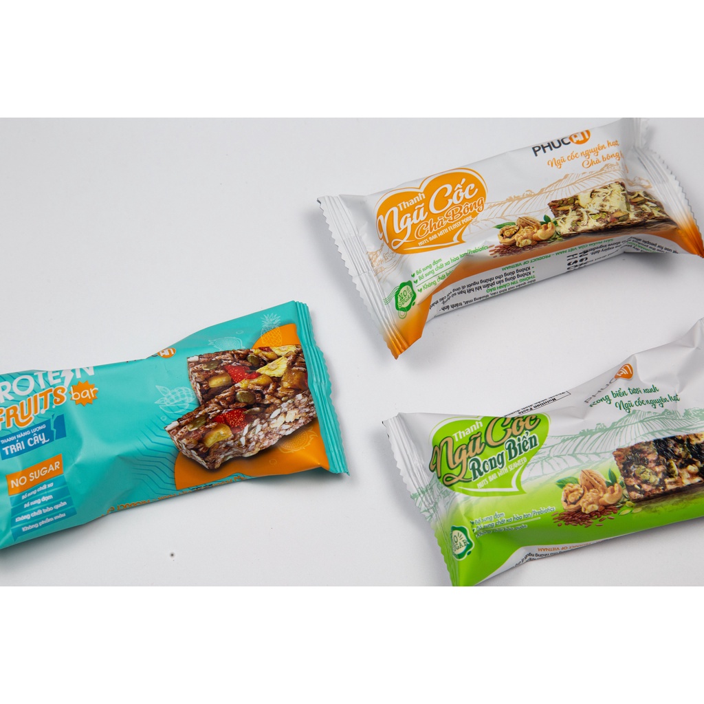 Thanh năng lượng Protein bar Trái Cây Phúc An - Thay thế bữa ăn nhẹ trước tập, nạp đầy đủ chất dinh dưỡng cho buổi sáng- 8 thanh/ 1 hộp 137gr