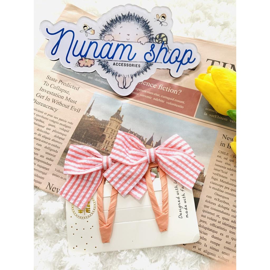Set 2 - kẹp tóc vải nơ ca.ro tiểu thư Nunam shop kẹp tóc tiểu thư đẹp cute
