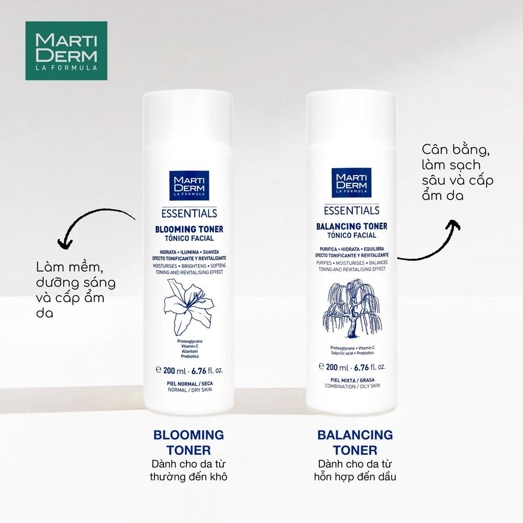 MartiDerm Essentials Balancing Toner - Nước Cân Bằng Làm Sạch Da Hỗn Hợp, Da Dầu BHA & Prebiotics 200ml