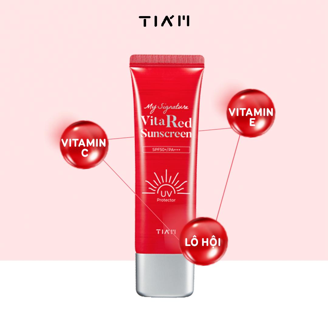 Kem Chống Nắng Dưỡng Trắng, Nâng Tông Da TIA'M MY SIGNATURE VITA RED SUNSCREEN SPF50+/PA+++