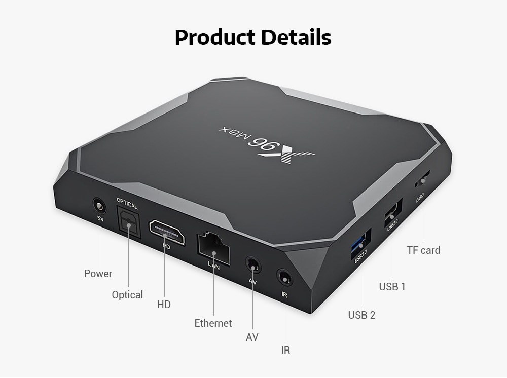 Android tivi box x96 max 4GB RAM wifi kép có điều khiển giọng nói cử chỉ và bộ ứng dụng giải trí - Hàng Nhập Khẩu