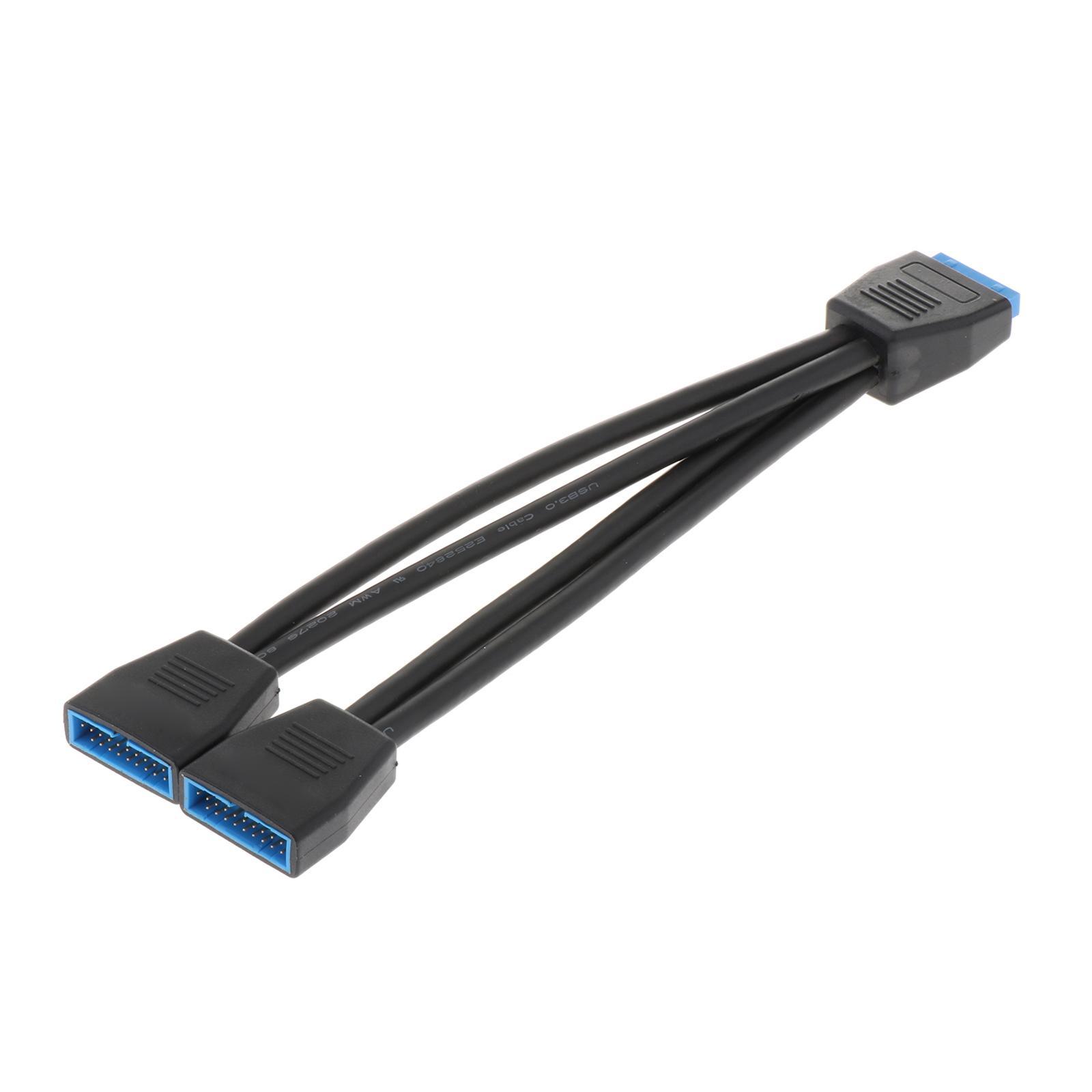 19 Pin USB Header Male 1 to 2 Female USB Cable Connector for Motherboard