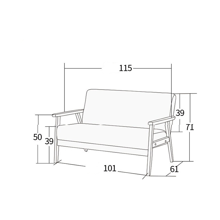 Ghế Sofa Đôi, Sofa Bọt Biển Bọc Nỉ Cao Cấp, Ghế Salon Phòng Khách Khung Gỗ Phong Cách Tân Cổ Điển 2 Chỗ Ngồi Dài 1m