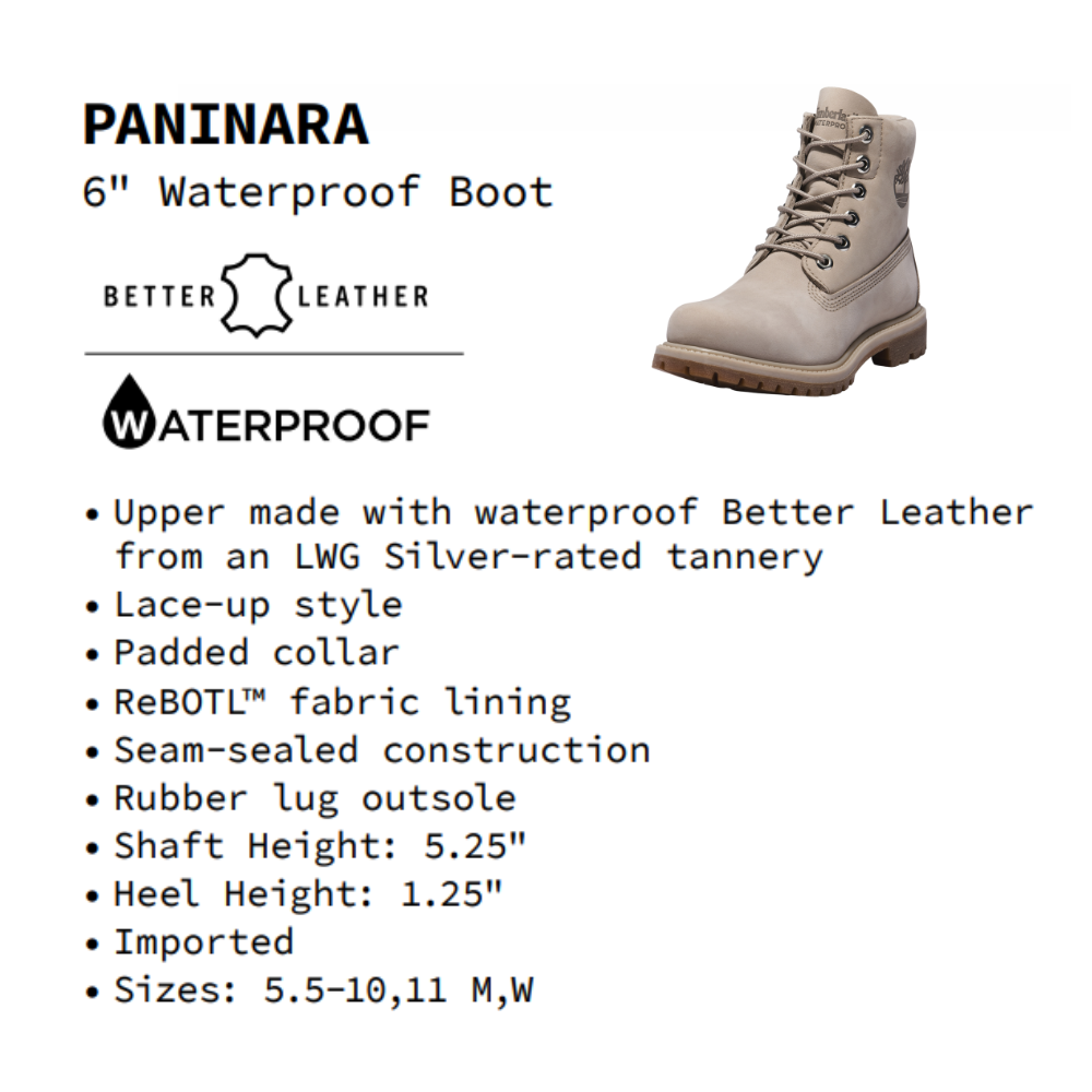 [Original] Timberland Giày Boot Nữ Paninara Collarless 6inch Waterproof Boot Light Taupe Nubuck TB0A44KUAI