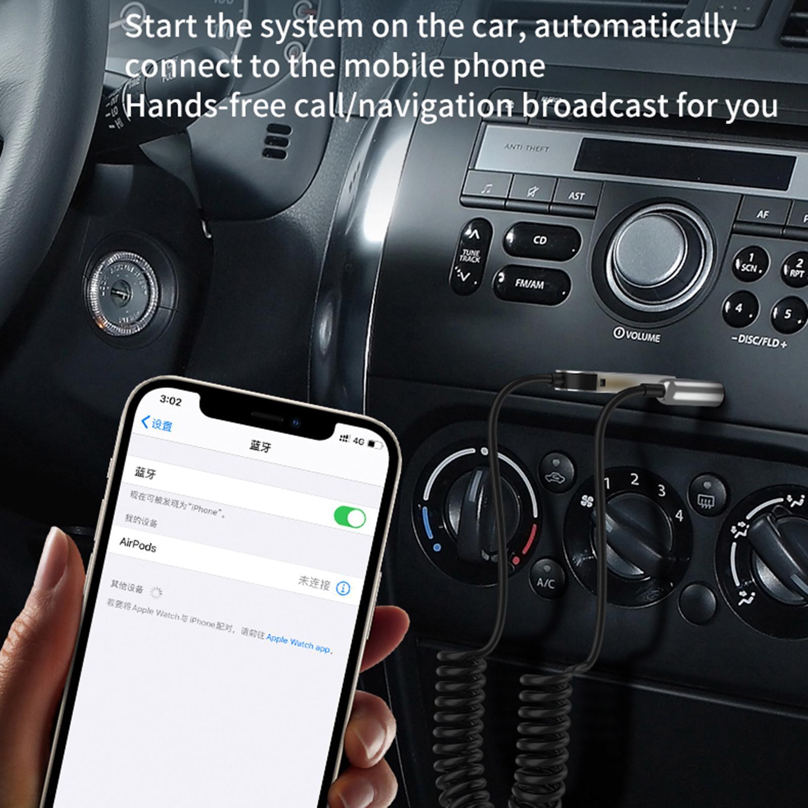 Car Bluetooth Receiver, Noise Cancelling Stereo Kit Handsfree Call 5.0 with Built-in Microphone/ Audio Wireless AUX Adapter for Home Audio