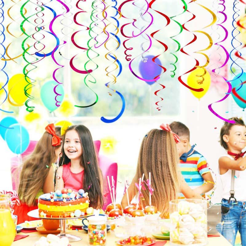Bộ 6 dây xoắn nhiều màu treo trần nhà trang trí Giáng Sinh