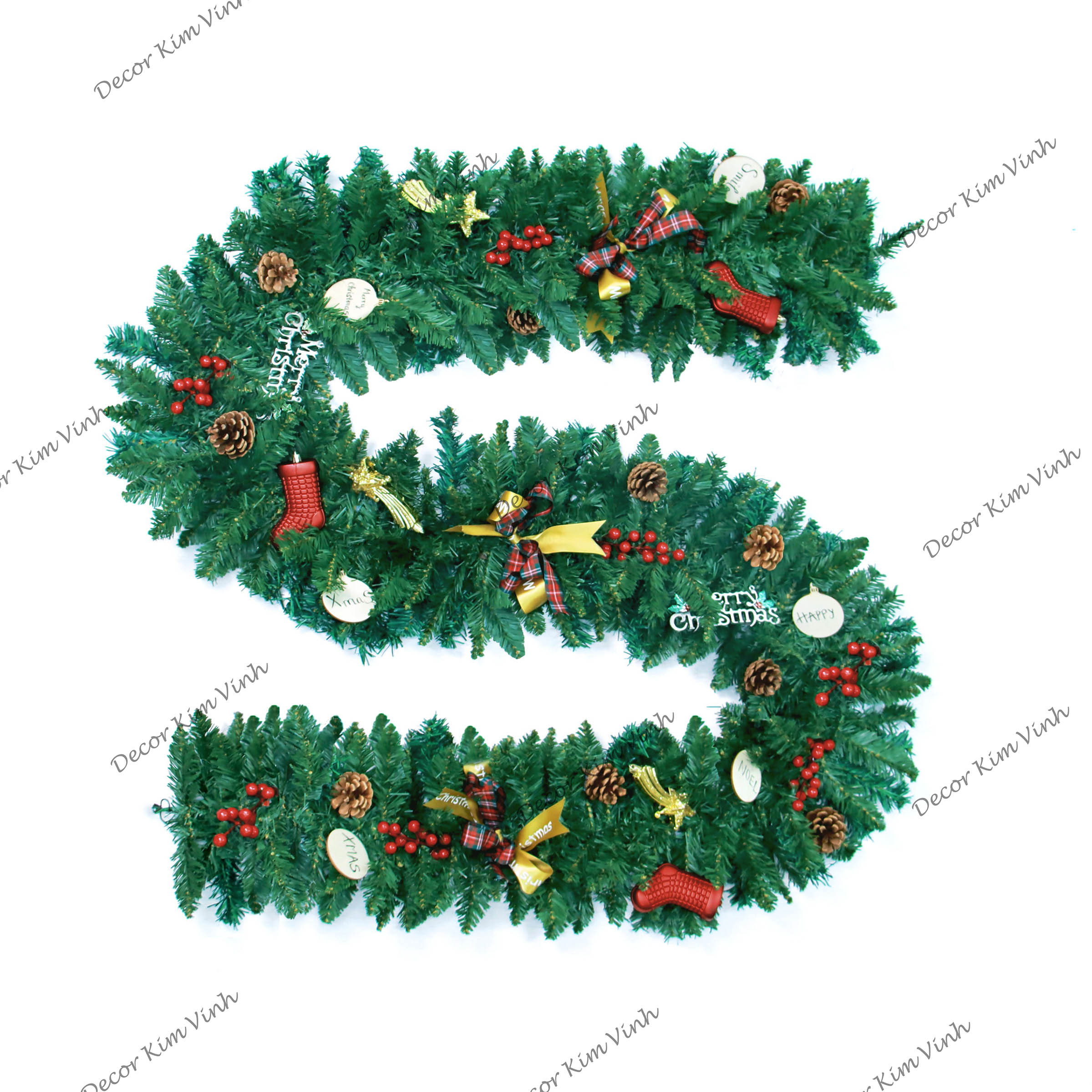 Dây Thông Lớn B7 Dây Thông 2.7m Nơ Merry Vàng Trang Trí Giáng Sinh