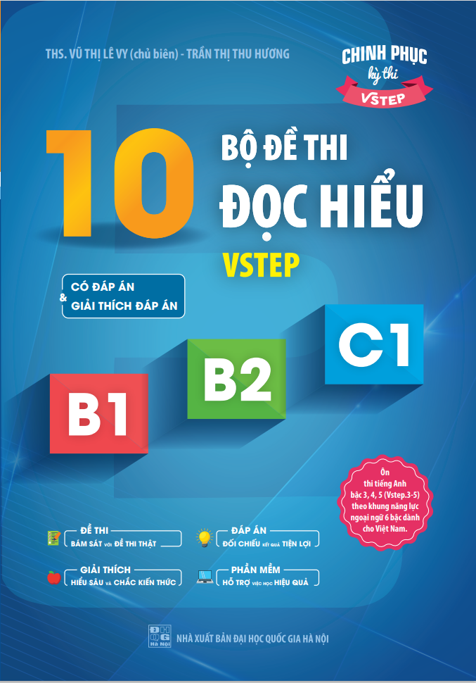 Sách 10 bộ đề thi Đọc hiểu Vstep B1-B2-C1 (tiếng Anh bậc 3,4,5)|Ôn thi TOEFL iBT reading, Vstep reading