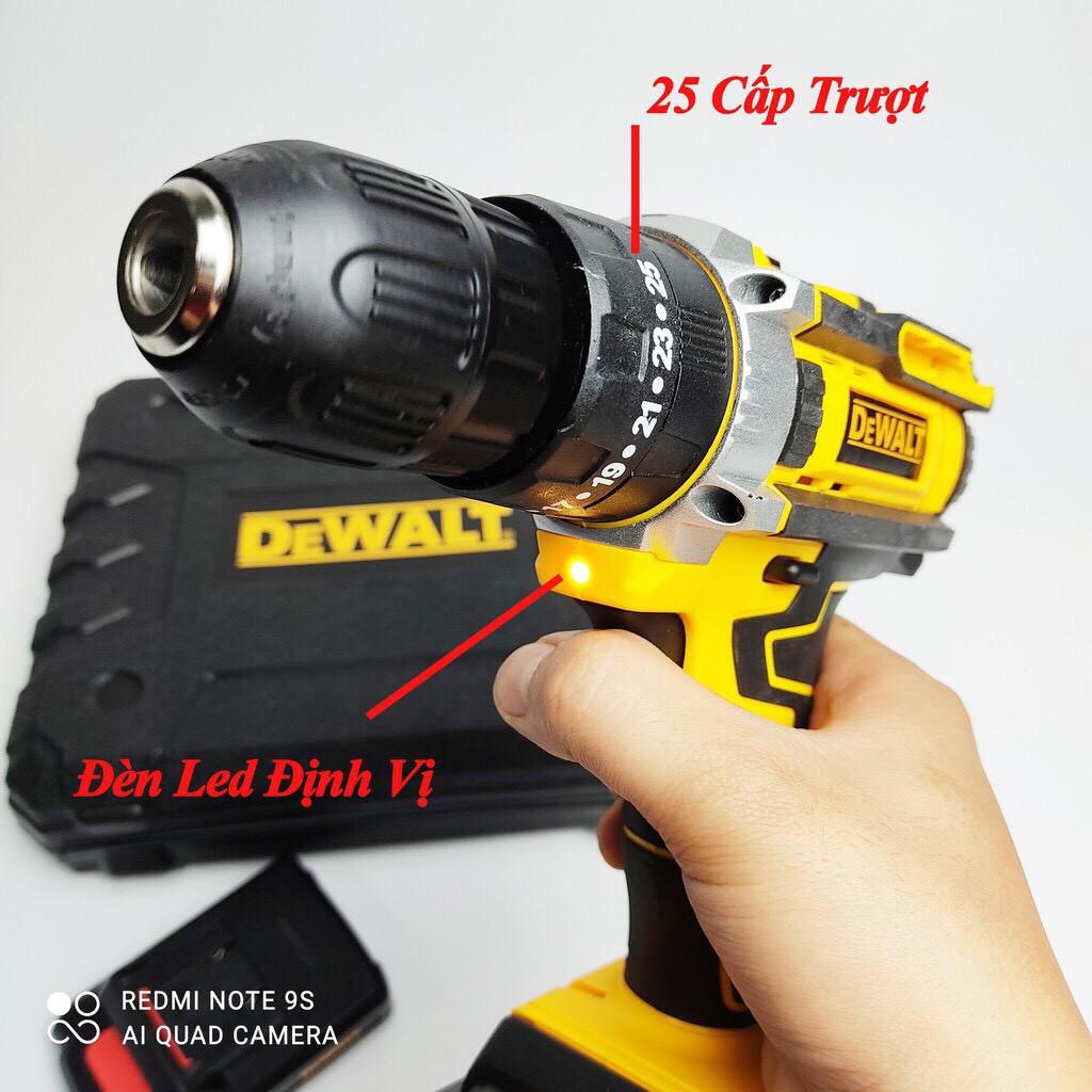 Máy khoan pin Dewalt 26V - 3 CHỨC NĂNG: Khoan tường, săt, gỗ - Bắt vít - Bắn tôn - Tặng kèm Bộ phụ kiện 25 chi tiết