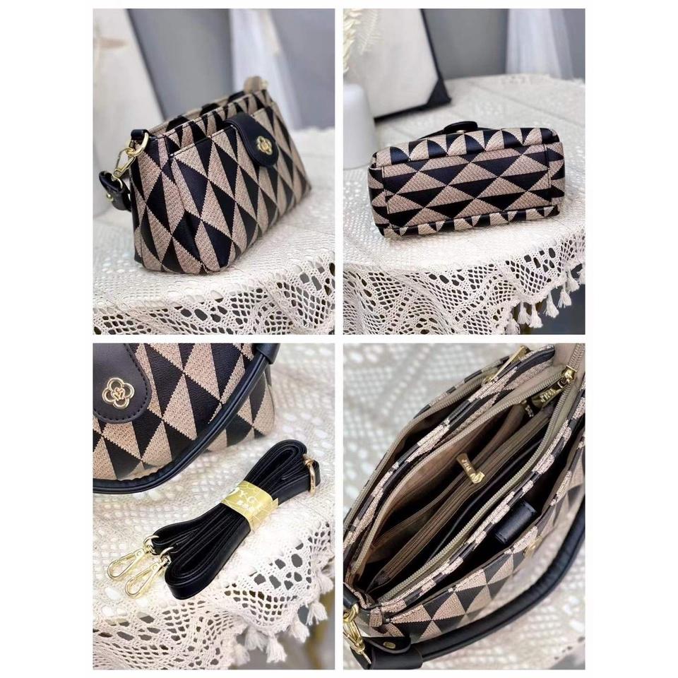 Túi xách kẹp nách nữ da mềm dập vân nổi họa tiết monogram thời trang trung niên nhiều ngăn đựng tiện dụng Y3180
