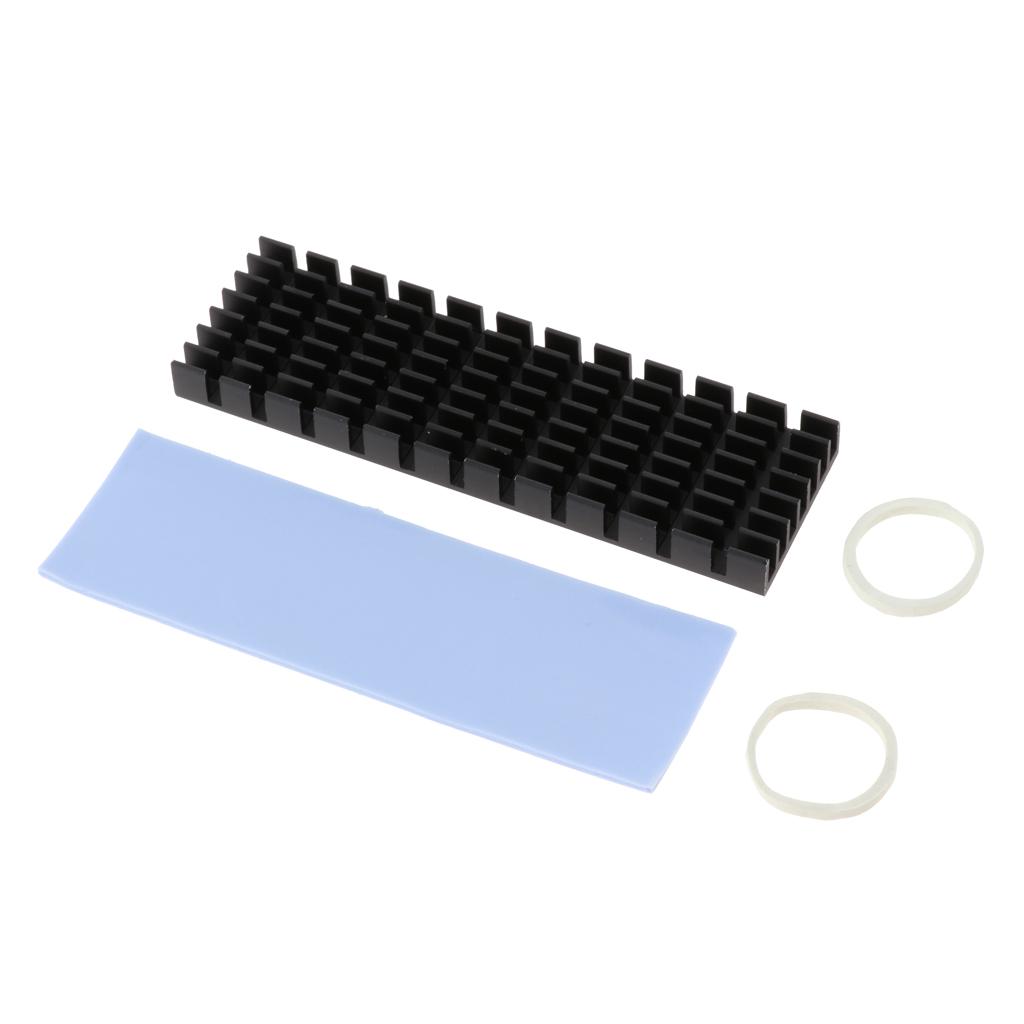 Nhôm M.2 2280 SSD Tản Nhiệt Làm Mát Tản Nhiệt Cứng SSD Mát Đen + Ốp Dẻo Silicon + Nhiệt Miếng Lót