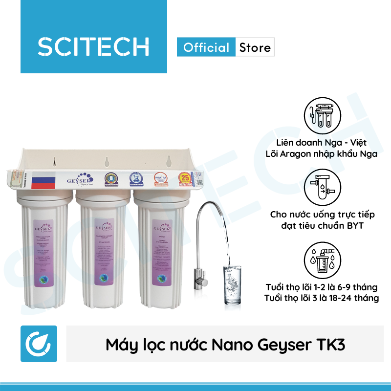 Máy lọc nước Nano Geyser TK by Scitech (Không dùng điện, không nước thải, 3 đến 9 cấp lọc) - Hàng chính hãng