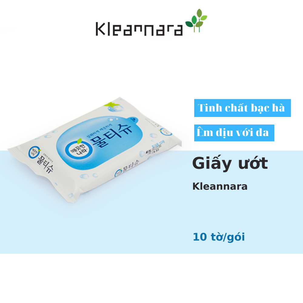 KHĂN VỆ SINH GIẤY KLEANNARA PEPPERMINT WET TISSUE POTABLE HƯƠNG BẠC HÀ