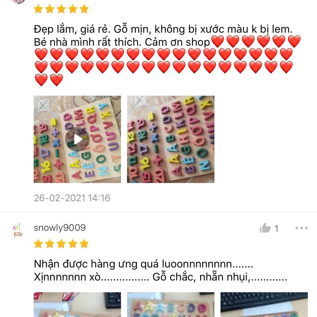 Bảng chữ Cái Tiếng Việt bằng gỗ ,Bảng Chữ Cái Nổi chữ và Số in thường in Hoa giúp bé nhận biết chữ cái Con Số Ahihikids