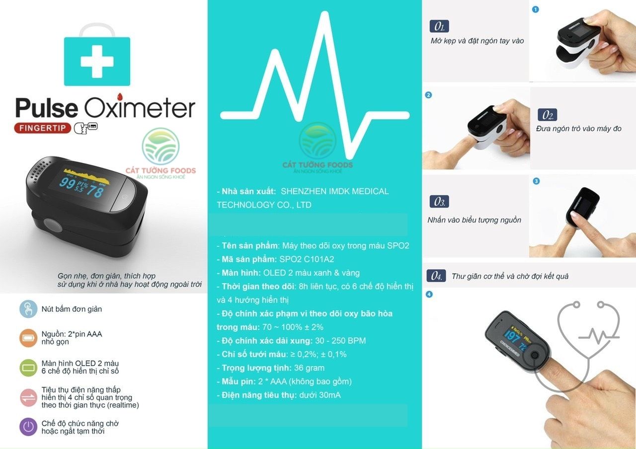 MÁY ĐO NỒNG ĐỘ SPO2 OXY TRONG MÁU VÀ NHỊP TIM VÀ CHỈ SỐ TƯỚI MÁU PI - OXIMETER IMDK HÀNG XUẤT ÂU TẶNG KÈM PIN