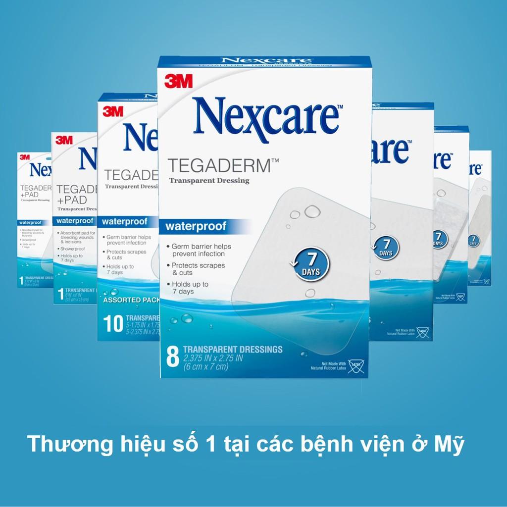 Miếng dán vết thương trong suốt Tegaderm Nexcare 3M H1624 6x7cm hộp 8 miếng - Keo dính cao cấp, chống thấm nước H1624