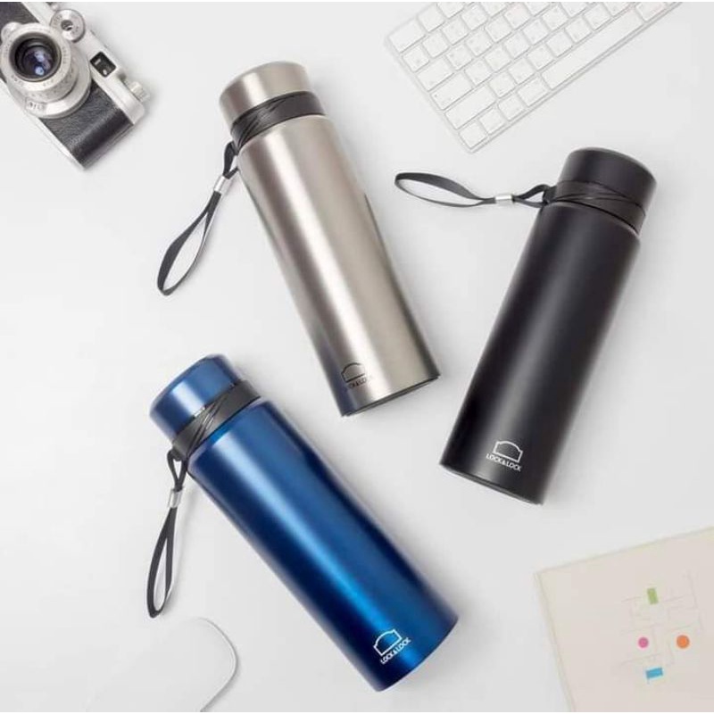 Bình Giữ Nhiệt 800ml Lock&Lock Vacuum Bottle LHC6180 - Hàng Chính Hãng, Bằng Thép Không Gỉ, Có Lưới Lọc Trà Bằng Inox, Mức Giữ Nhiệt Vượt Trội Tặng Kèm Ống Hút Inox