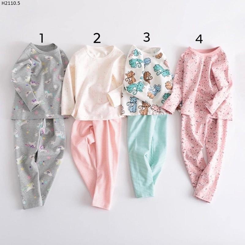 Bộ Đồ Cotton Dài Tay Xuất Hàn Bé Gái